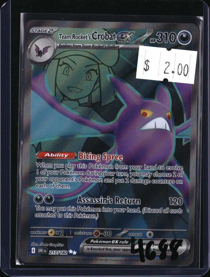 Pokemon Team Rocket's Crobat ex - 217/182 — 217/182 — SKU 4688 — actual card front scan
