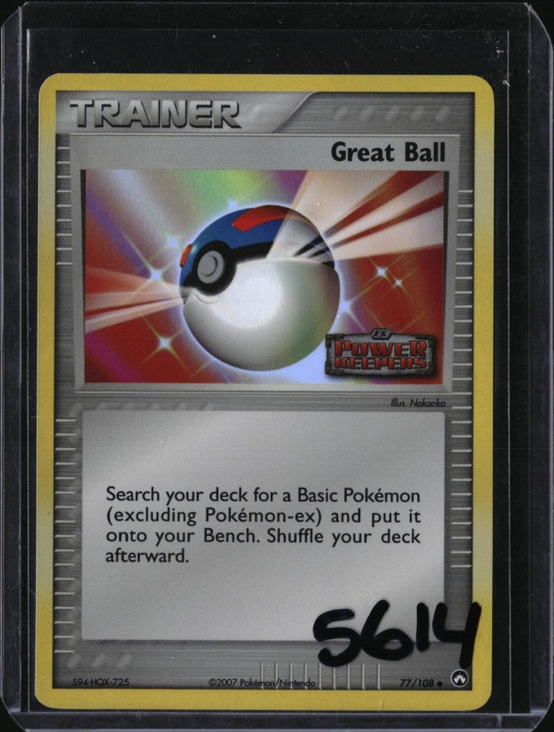 Pokemon Great Ball — 77/108 — SKU 5614 — actual card front scan