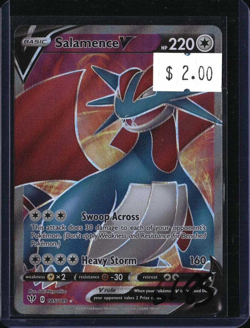 Pokemon Salamence V - 185/189 — 185/189 — SKU 6185 — actual card front scan