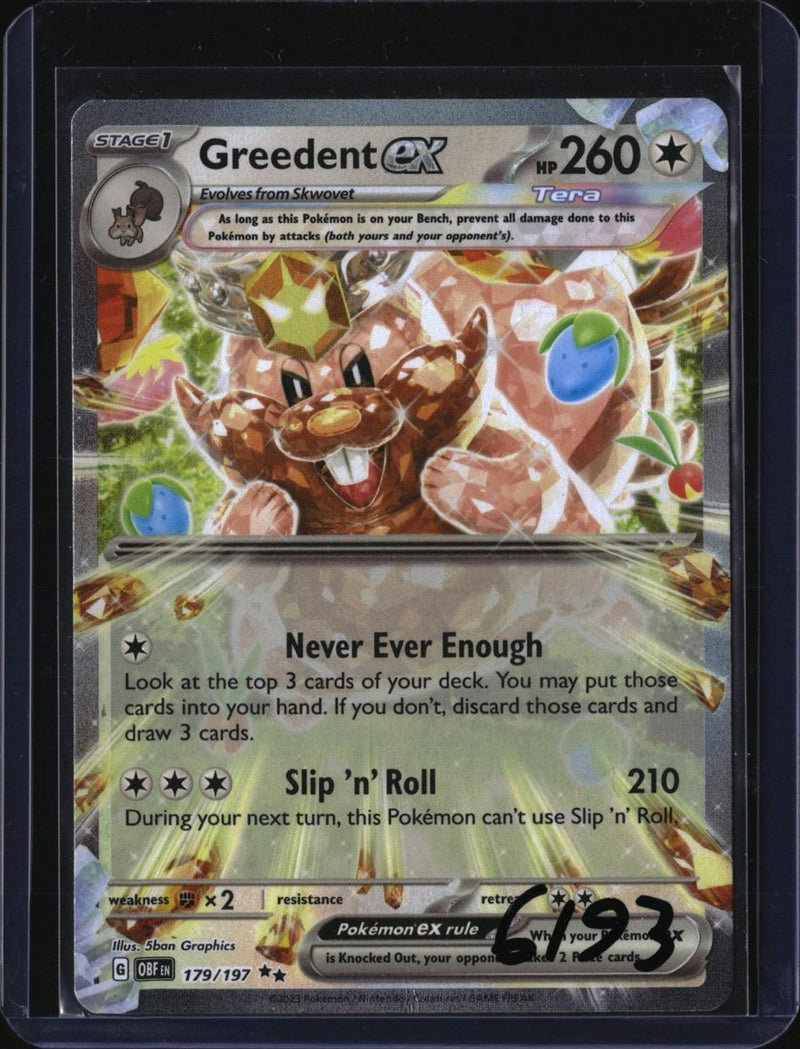 Pokemon Greedent ex — 179/197 — SKU 6193 — actual card front scan