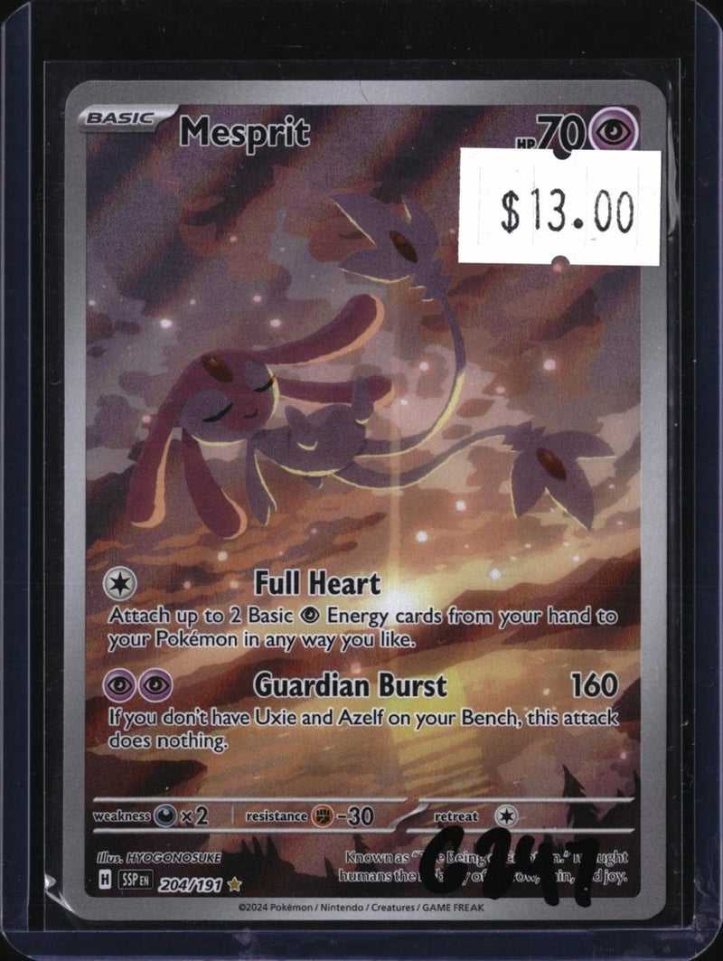 Pokemon Mesprit — 204/191 — SKU 6247 — actual card front scan