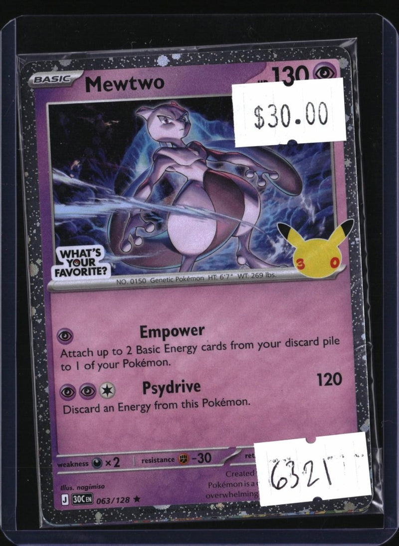 Pokemon Mewtwo — 063/128 — SKU 6321 — actual card front scan