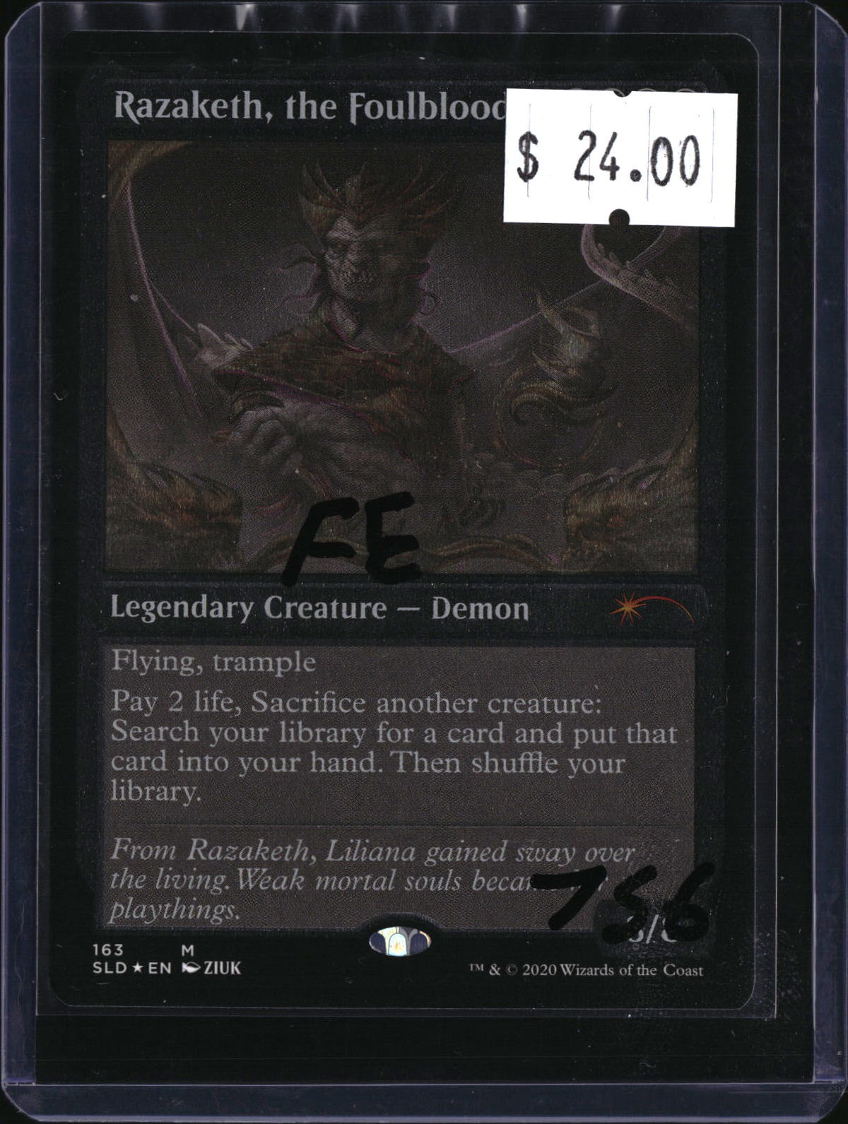 Razaketh the Foulblooded Foil Etched — MTG-756 — actual card front