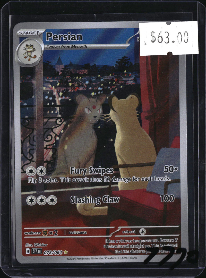 Pokemon Persian, Shrouded Fable 078/064, SKU 7770, actual front