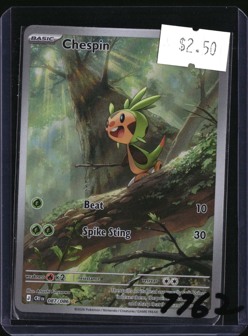 Pokemon Chespin, Chaos Rising 087/086, SKU 7762, actual front