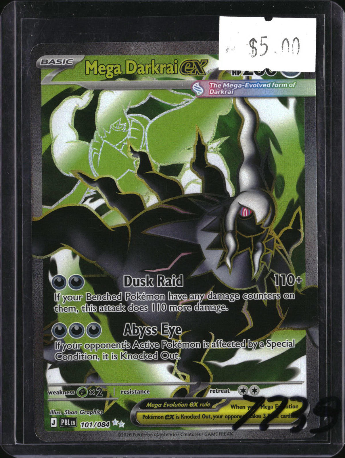 Pokemon Mega Darkrai ex, Pitch Black 101/084, SKU 7739, actual front