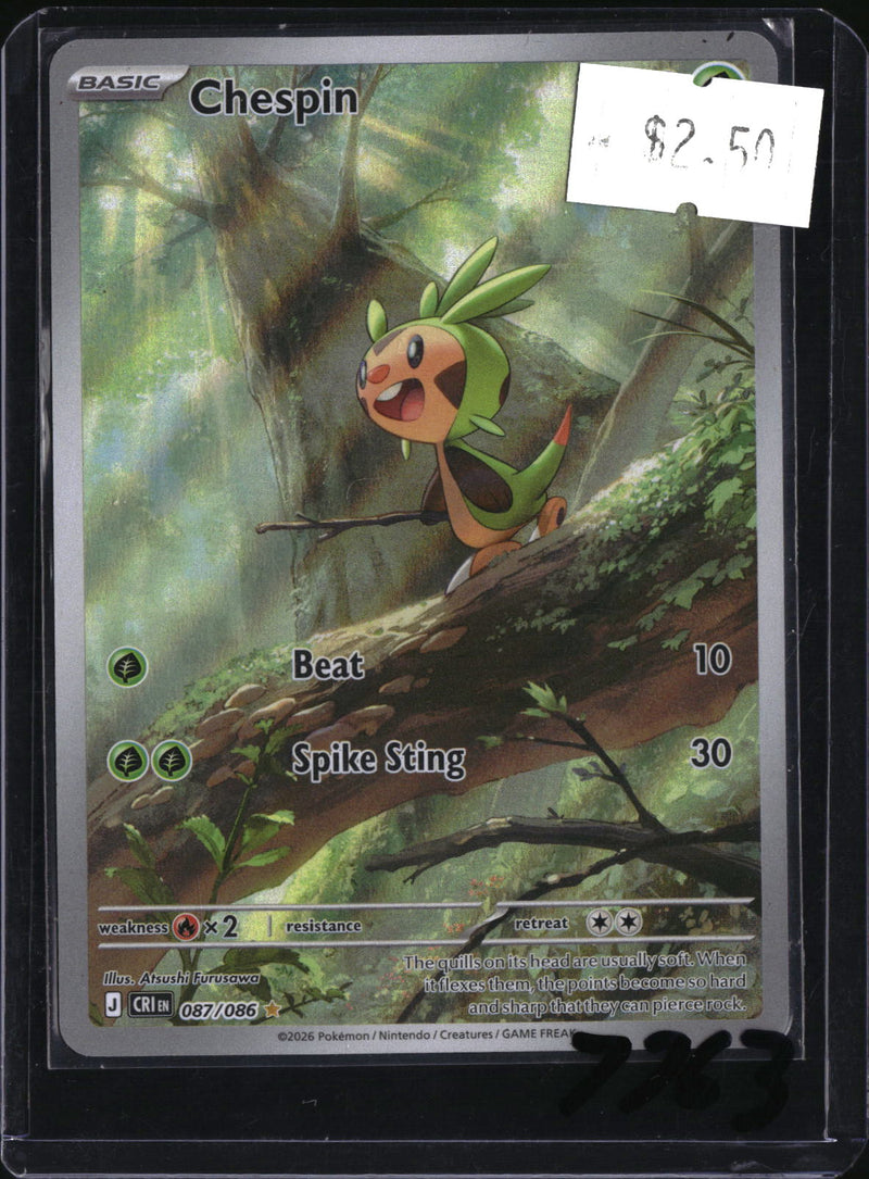 Pokemon Chespin, Chaos Rising 087/086, SKU 7763, actual front