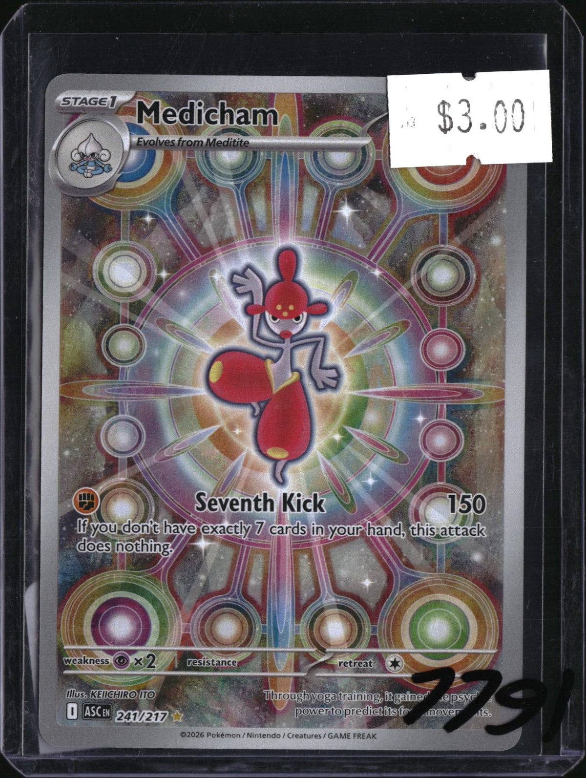 Pokemon Medicham, Ascended Heroes 241/217, SKU 7791, actual front