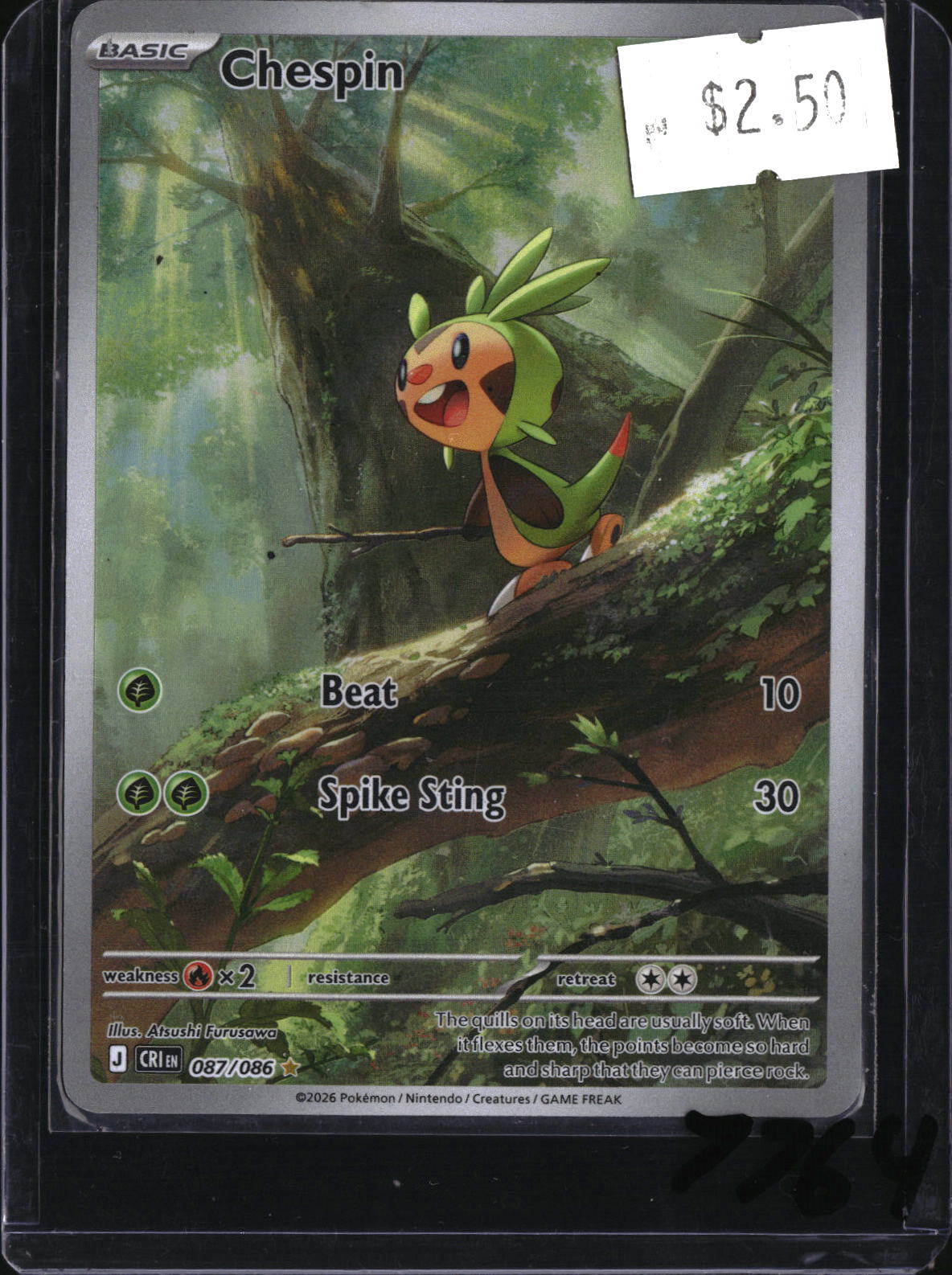 Pokemon Chespin, Chaos Rising 087/086, SKU 7764, actual front