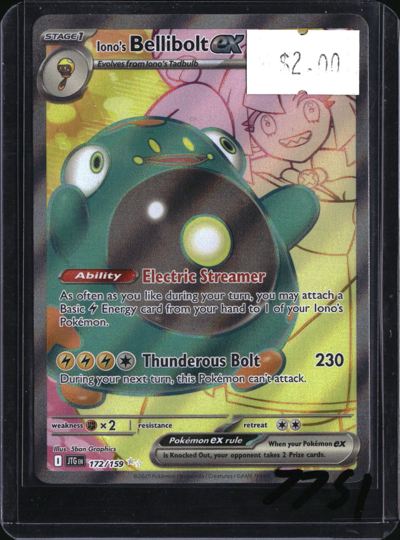 Pokemon Iono's Bellibolt ex, Journey Together 172/159, SKU 7751, actual front