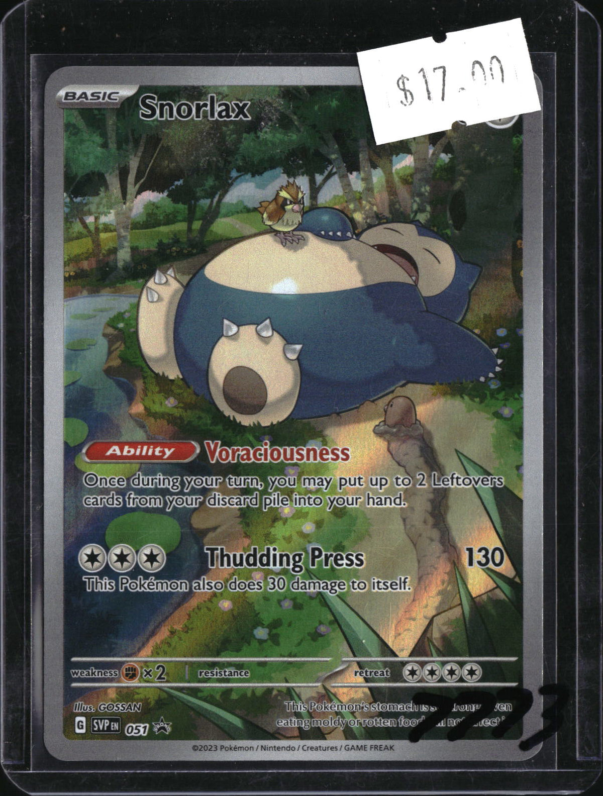 Pokemon Snorlax, Scarlet and Violet Promo 51, SKU 7773, actual front