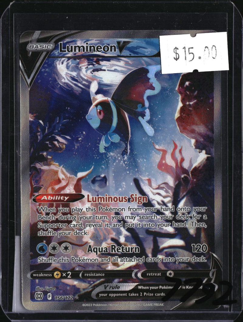 Pokemon Lumineon V, Brilliant Stars 156/172, SKU 7792, actual front